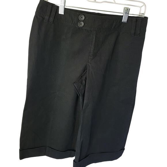 Banana Republic Black Contoured Fit Wide Leg Capri Chino Flat Front Pants Size 4 - Picture 1 of 4